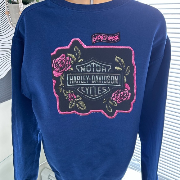 Fruit of the Loom Tops - Fruit of the Loom Navy Sweatshirt with Pink and Black Graphic